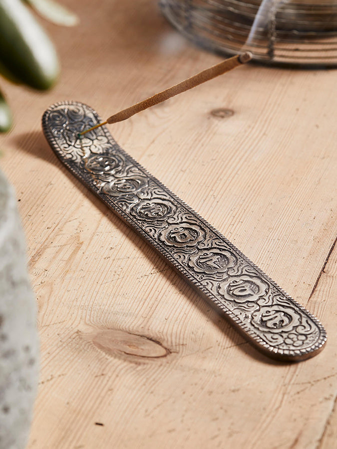 Namaste Metal Embossed Incense Holder - Symbols