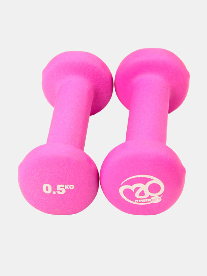 Yoga Mad Pair of 0.5Kg Neo Dumbbells Weights - Pink