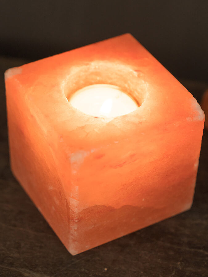 Yoga Studio Himalayan Salt Tealight Candle Holder - Square