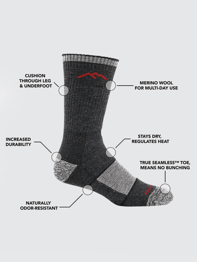 Darn Tough 1405 Men's Hiker Boot Midweight Hiking Full Cushion Socks