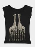 Top T-shirt femme bio naturel d'Emma Nissim - Giraffes