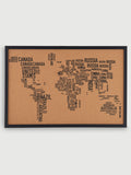 Cork Ethos Lettres World Map Conseil d'avis de Cork, Black Frame 40 x 60cm